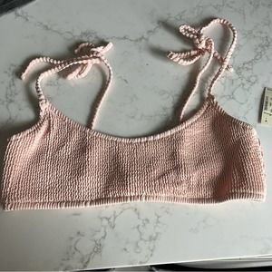 New Madewell Blush Pink Crinckle Bikini Top Womens size L